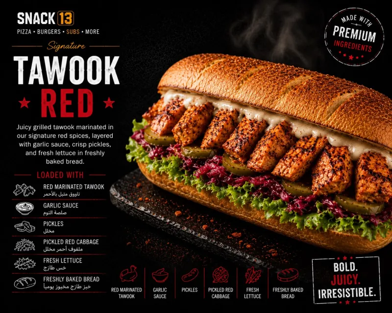 شيش طاووق - Red Tawook Sandwich